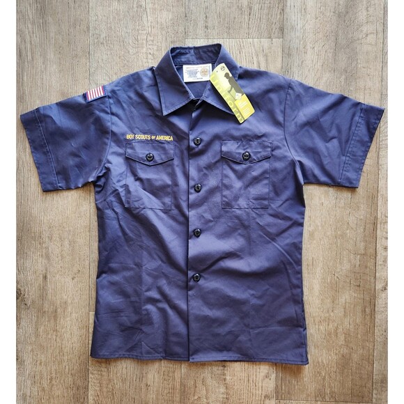 BOYS SCOUTS OF AMERICA *NEW* Shirt Youth Medium Blue Short Sleeve - Picture 1 of 5
